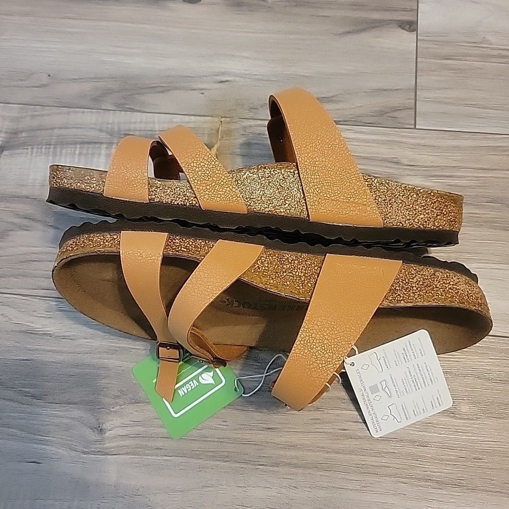 Birkenstock Sandals New Franca Pecan Birkibuc Vegan Tan Womens 8 US 39 EU NEW - Picture 7 of 10